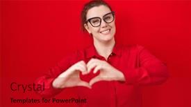  Presentation with love heart - Theme with young-hispanic-woman-with-red background and a  colored foreground