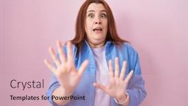  Presentation with panic - Slides with young-hispanic-woman-with-red background and a soft green colored foreground