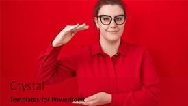  Presentation with hair - Presentation theme having young-hispanic-woman-with-red background and a crimson colored foreground
