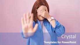  Presentation with woman sad - Presentation theme with young-hispanic-woman-with-red background and a  colored foreground