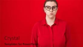  Presentation with puffing - PPT theme enhanced with young-hispanic-woman-with-red background and a crimson colored foreground