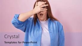  Presentation with hair - Presentation design enhanced with young-hispanic-woman-with-red background and a light blue colored foreground