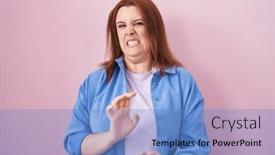  Presentation with hair - Presentation design having young-hispanic-woman-with-red background and a teal colored foreground
