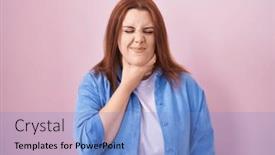  Presentation with sore throat - Theme featuring young-hispanic-woman-with-red background and a light blue colored foreground
