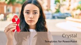  Presentation with red ribbon hiv - Beautiful slides featuring young-hispanic-woman-with-serious backdrop and a coral colored foreground