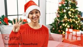  Presentation with confident young hispanic woman - Presentation theme having young-hispanic-woman-with-short background and a red colored foreground