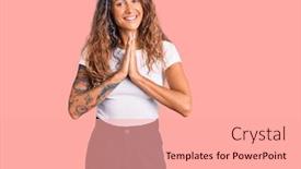  Presentation with confident young hispanic woman - Beautiful presentation featuring young-hispanic-woman-with-tattoo backdrop and a coral colored foreground