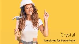  Presentation with tattoo - Slide set consisting of young-hispanic-woman-with-tattoo background and a yellow colored foreground