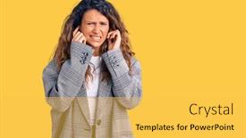  Presentation with music business - Amazing PPT theme having young-hispanic-woman-with-tattoo backdrop and a yellow colored foreground