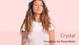  Presentation with tattoo - Colorful PPT theme enhanced with young-hispanic-woman-with-tattoo backdrop and a lemonade colored foreground