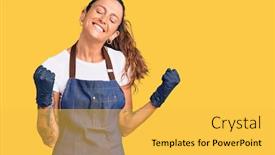  Presentation with tattoo - PPT theme having young-hispanic-woman-with-tattoo background and a yellow colored foreground