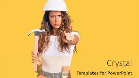  Presentation with tattoo - PPT theme having young-hispanic-woman-with-tattoo background and a yellow colored foreground