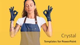  Presentation with barber - Slides with young-hispanic-woman-with-tattoo background and a yellow colored foreground