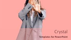  Presentation with tattoo - PPT theme enhanced with young-hispanic-woman-with-tattoo background and a light gray colored foreground