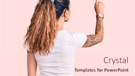  Presentation with tattoo - Cool new PPT theme with young-hispanic-woman-with-tattoo backdrop and a lemonade colored foreground