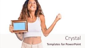  Presentation with tattoo - Cool new presentation design with young-hispanic-woman-with-tattoo backdrop and a sky blue colored foreground