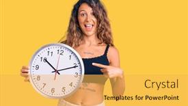  Presentation with tattoo - Colorful presentation theme enhanced with young-hispanic-woman-with-tattoo backdrop and a yellow colored foreground