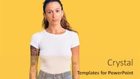  Presentation with tattoo - PPT layouts with young-hispanic-woman-with-tattoo background and a yellow colored foreground