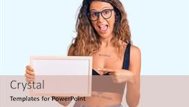  Presentation with tattoo - PPT theme featuring young-hispanic-woman-with-tattoo background and a coral colored foreground