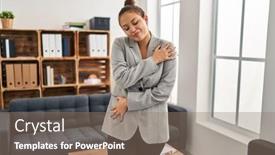  Presentation with confident young hispanic woman - Presentation theme enhanced with young-hispanic-woman-working background and a  colored foreground