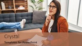  Presentation with psychology - PPT layouts enhanced with young-hispanic-woman-working background and a coral colored foreground
