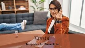  Presentation with confident young hispanic woman - Presentation theme consisting of young-hispanic-woman-working background and a red colored foreground