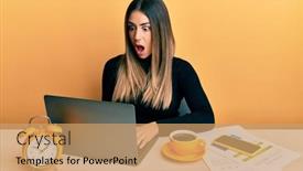  Presentation with working - Theme with young-hispanic-woman-working background and a coral colored foreground