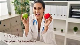 Presentation with dietitian - Presentation theme enhanced with young-hispanic-woman-working background and a mint green colored foreground