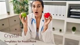  Presentation with dietitian - Slide deck consisting of young-hispanic-woman-working background and a mint green colored foreground