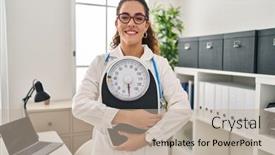  Presentation with dietitian - Presentation theme consisting of young-hispanic-woman-working background and a mint green colored foreground