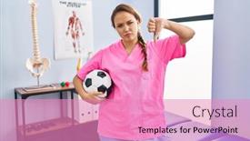  Presentation with physiotherapy - Slides with young-hispanic-woman-working background and a coral colored foreground
