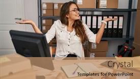  Presentation with comparison - Slide deck featuring young-hispanic-woman-working background and a  colored foreground