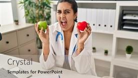  Presentation with dietitian - Slides with young-hispanic-woman-working background and a mint green colored foreground