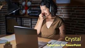  Presentation with breath - Slide set featuring young-hispanic-woman-working background and a tawny brown colored foreground