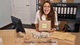  Presentation with success business - Slides having young-hispanic-woman-working background and a  colored foreground