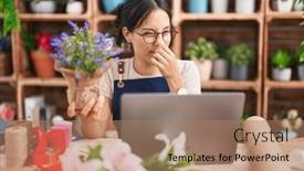  Presentation with breath - Slides having young-hispanic-woman-working background and a coral colored foreground