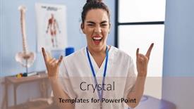  Presentation with rock star - Presentation design having young-hispanic-woman-working background and a coral colored foreground