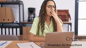  Presentation with sleepiness - Slide deck consisting of young-hispanic-woman-working background and a coral colored foreground