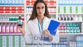  Presentation with syrup - Slide deck having young-hispanic-woman-working background and a light blue colored foreground