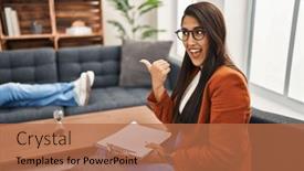  Presentation with psychology - Presentation design featuring young-hispanic-woman-working background and a coral colored foreground