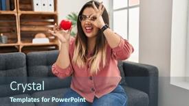  Presentation with couple therapy - PPT theme featuring young-hispanic-woman-working background and a ocean colored foreground