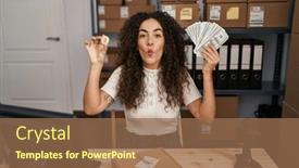  Presentation with money bitcoin - Presentation consisting of young-hispanic-woman-working background and a coral colored foreground