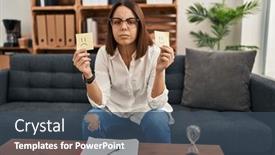  Presentation with depression - Slide set enhanced with young-hispanic-woman-working background and a  colored foreground