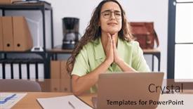  Presentation with hope - Slide set enhanced with young-hispanic-woman-working background and a coral colored foreground