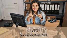  Presentation with ecommerce - Slide deck consisting of young-hispanic-woman-working background and a coral colored foreground