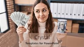  Presentation with ecommerce - Slide set featuring young-hispanic-woman-working background and a coral colored foreground