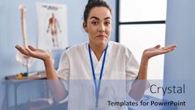  Presentation with rehabilitation - PPT theme enhanced with young-hispanic-woman-working background and a light blue colored foreground