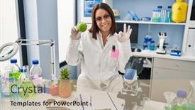  Presentation with friendly - Presentation having young-hispanic-woman-working background and a  colored foreground