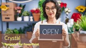  Presentation with simple - Presentation theme enhanced with young-hispanic-woman-working background and a  colored foreground