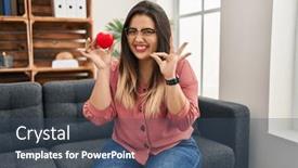  Presentation with couple therapy - Theme consisting of young-hispanic-woman-working background and a ocean colored foreground